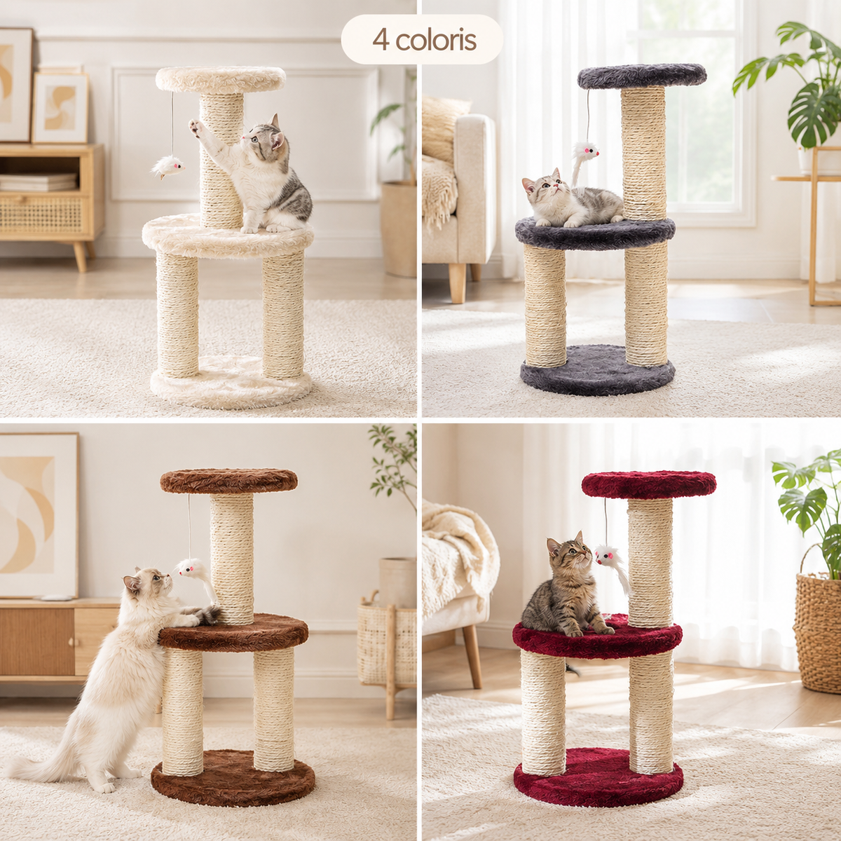 Arbre à chat compact 3 niveaux