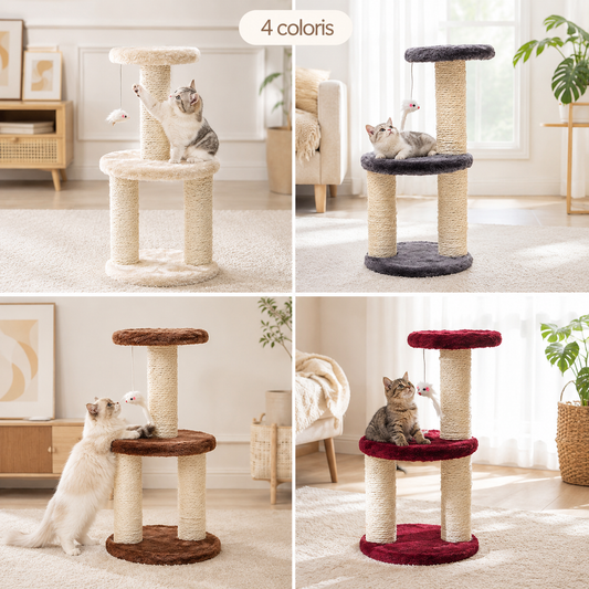 Arbre à chat compact 3 niveaux