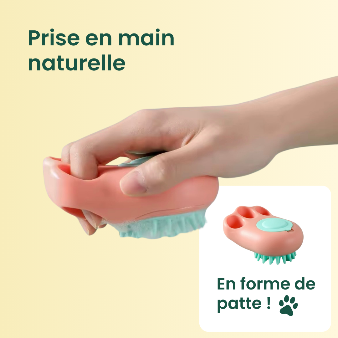 Brosse de bain en forme de patte tenue confortablement dans la main