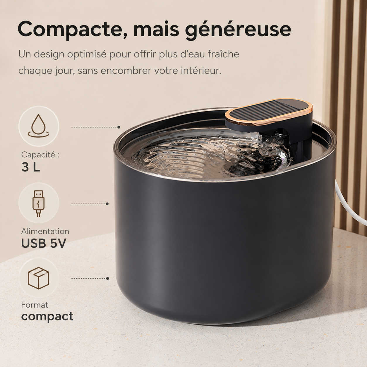 Fontaine à eau USB pour chien et chat