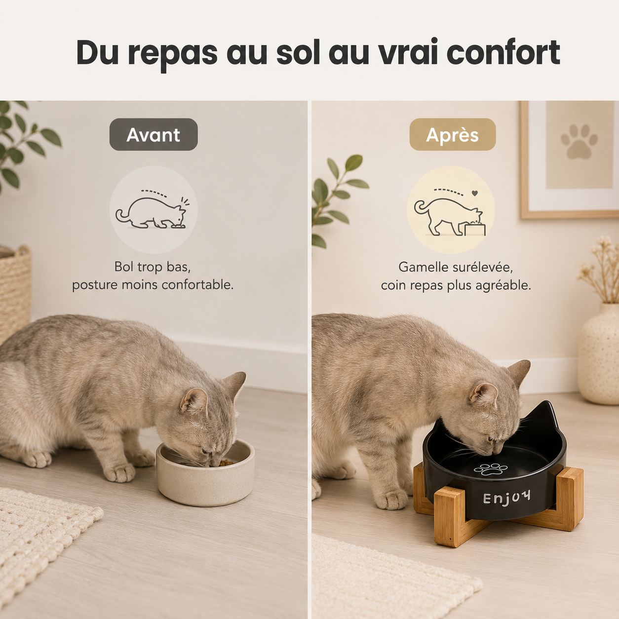 Gamelle céramique surélevée pour chat