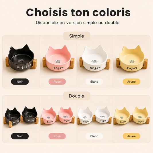 Gamelle céramique surélevée pour chat
