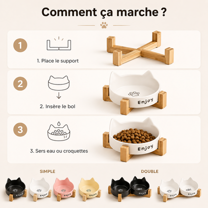 Gamelle céramique surélevée pour chat