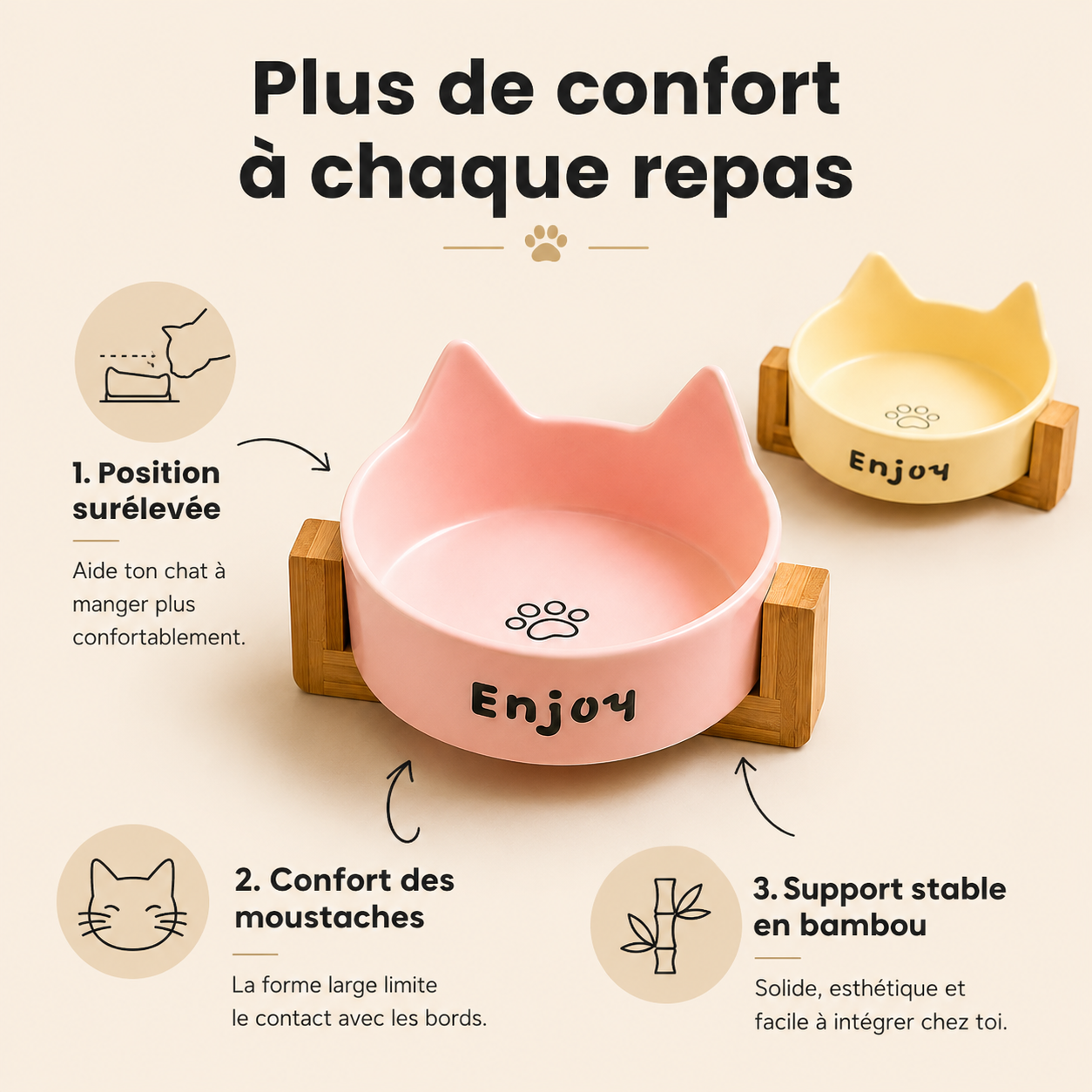 Gamelle céramique surélevée pour chat