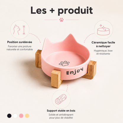Gamelle céramique surélevée pour chat